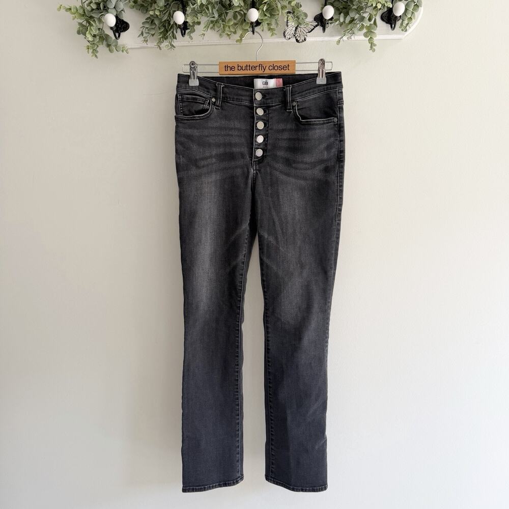 Cabi Black Button Fly Straight Leg Jeans Size 8 KD